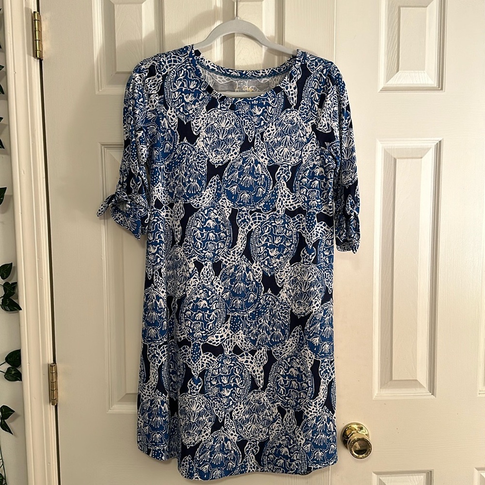 Lilly Pulitzer turtle preston tie sleeve dress size small